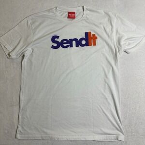 Full Send Nelk Boys "Send It" FedEx Parody Graphic T-Shirt White Men's Size XL